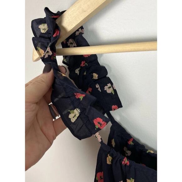 Madewell Silk Ruffle-Strap Cami Top in Confetti Floral Size 10 Navy Blue Floral - Picture 9 of 9